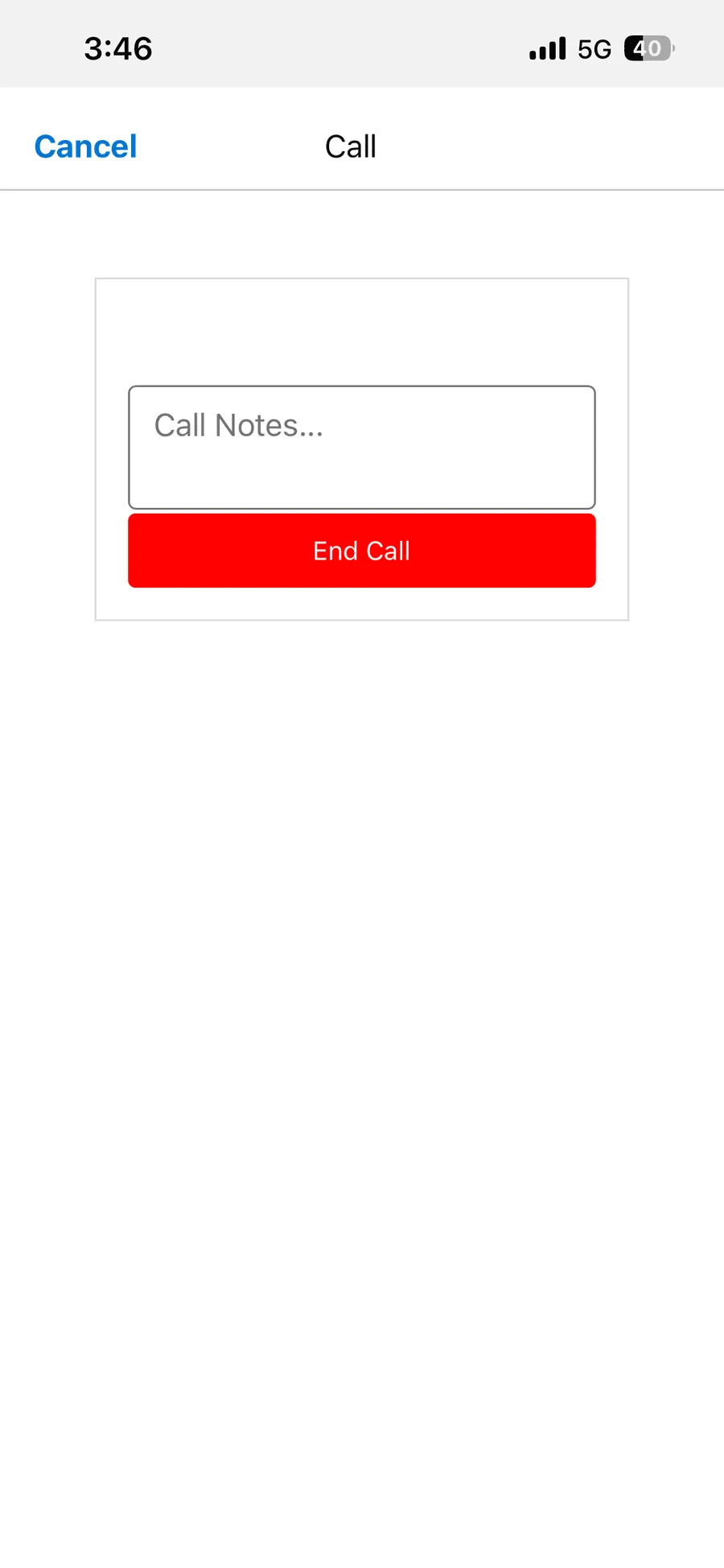 A WorkDial call in progress in the Salesforce mobile app
