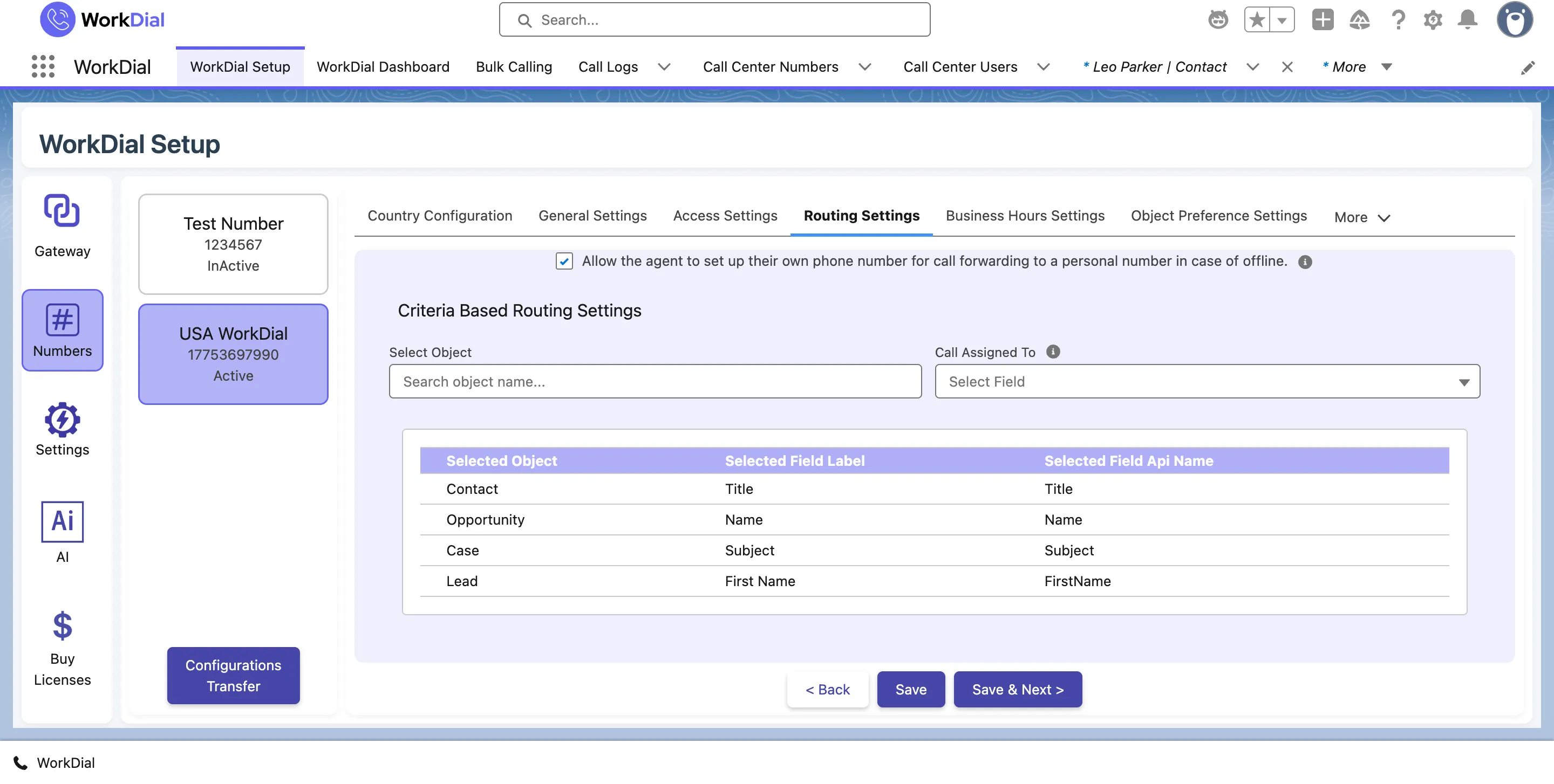 Criteria-based call routing evaluating fields on a Salesforce record
