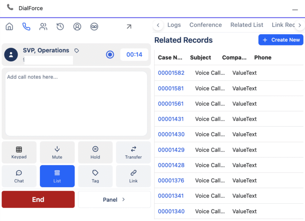 The related records display showing records such as tasks and cases.